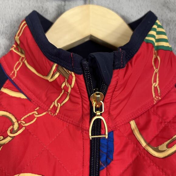 LRL Ralph Lauren Full Zip Jacket Large Blue Quilted Equestrian Pockets Horse Bit - Picture 2 of 9